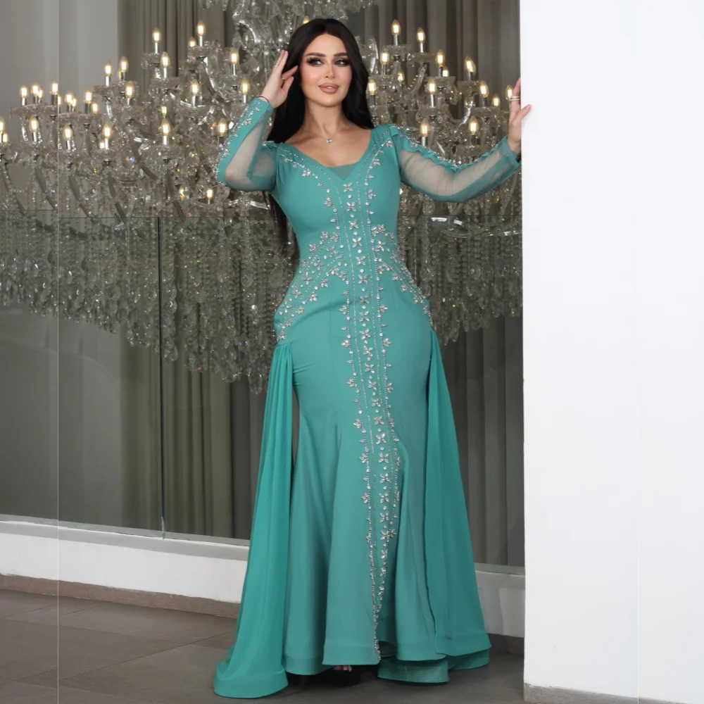 فستان سهرة كلاسيكي لامع مخصص بأكمام طويلة فساتين طويلة حورية البحر مناسبة مخصصة أنيقة للحفلات الراقصة بجودة عالية