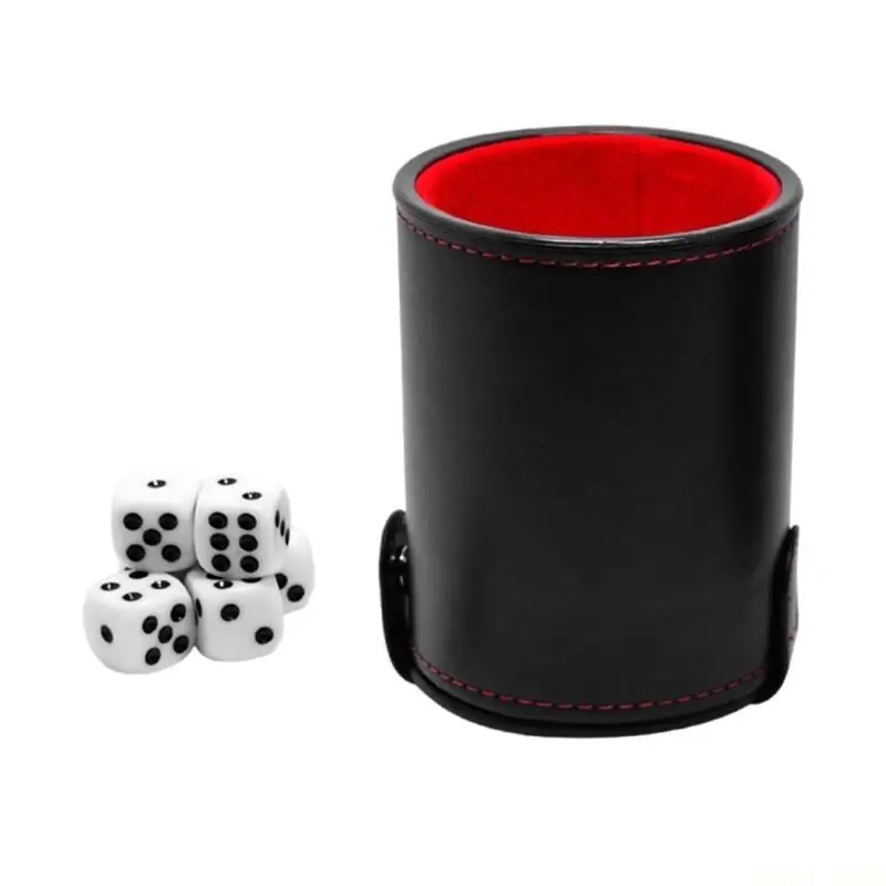 

U2JB Dices Game Props Dices Shake Container PU Leather Bar Supplies Dices Cup Bracket