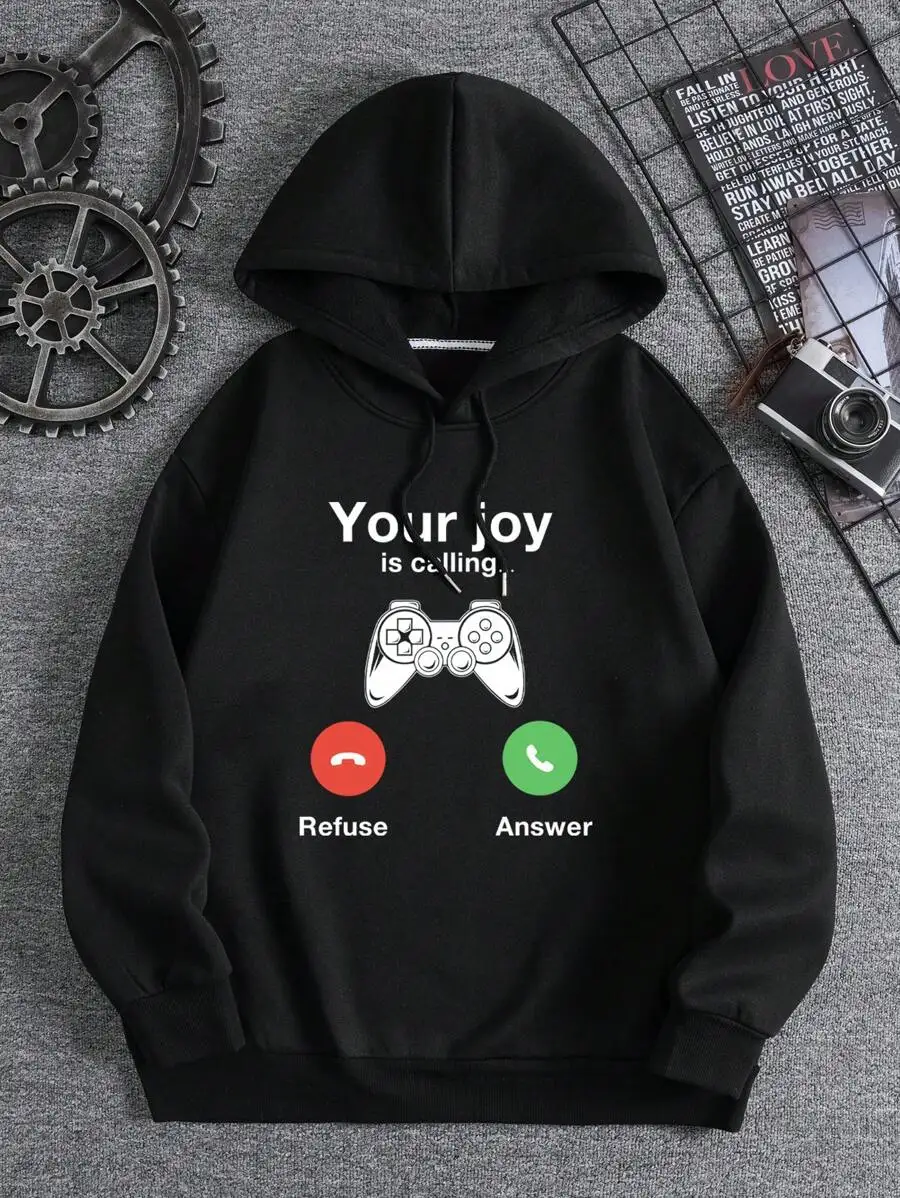 New High Quality Men's Streetwear, Graphic Print Fashionable Cotton Soft Outdoor Sports Hoodie