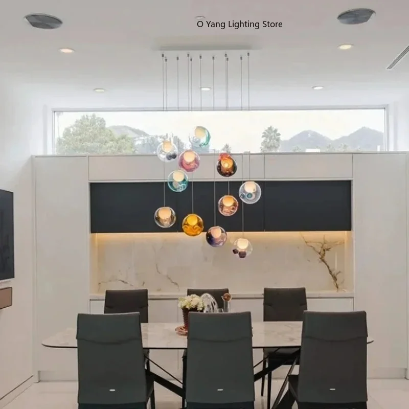 Italy Colorful Bubble  Restaurant Living Room Bedroom Children Room Lamp Bar Desk Clothing Store Glass Pendant Lamp