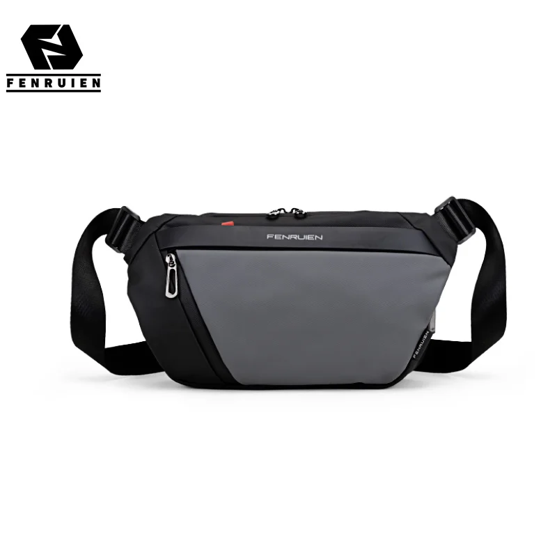 FENRUIEN Men Fashion Leisure Shoulder Bags USB Charging Waterproof Sling Crossbody Travel Messenger Chest Bag Pack For Man