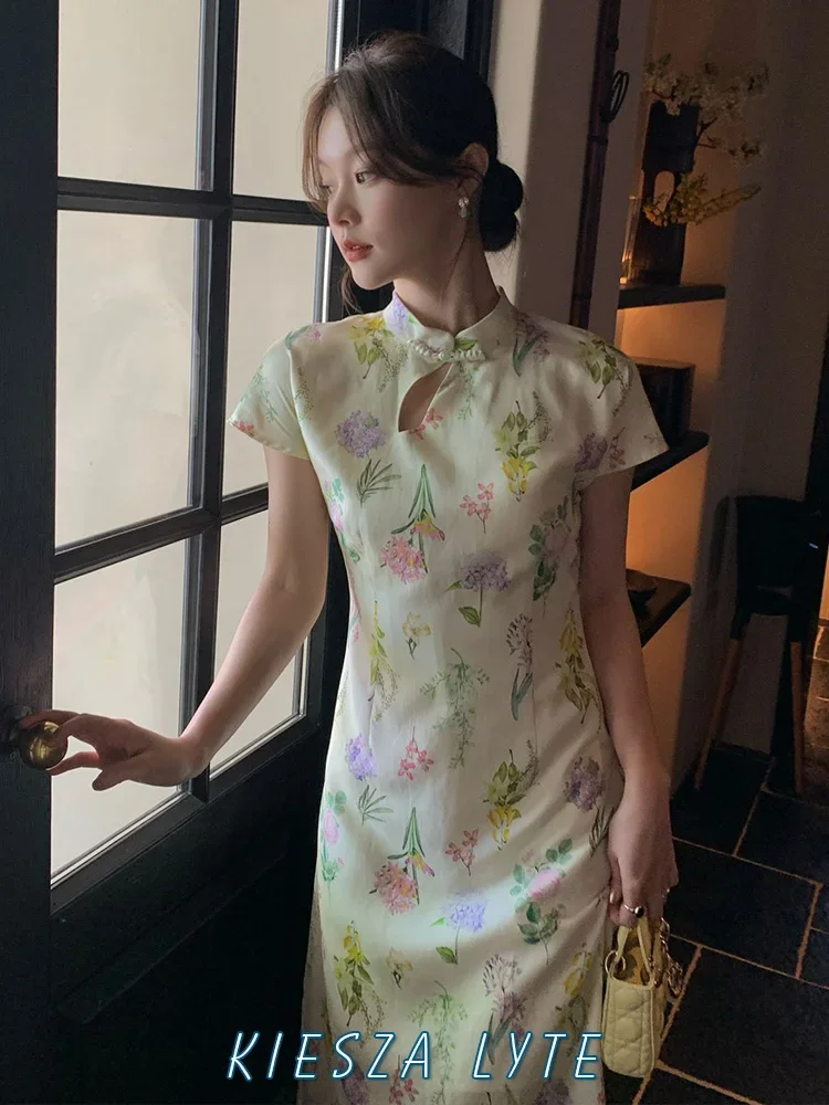 Luxury Party vestidos verano moda 2024 New Chinese Style Dress Retro Print Slimming Sexy Elegant Dress for Women Streetwear