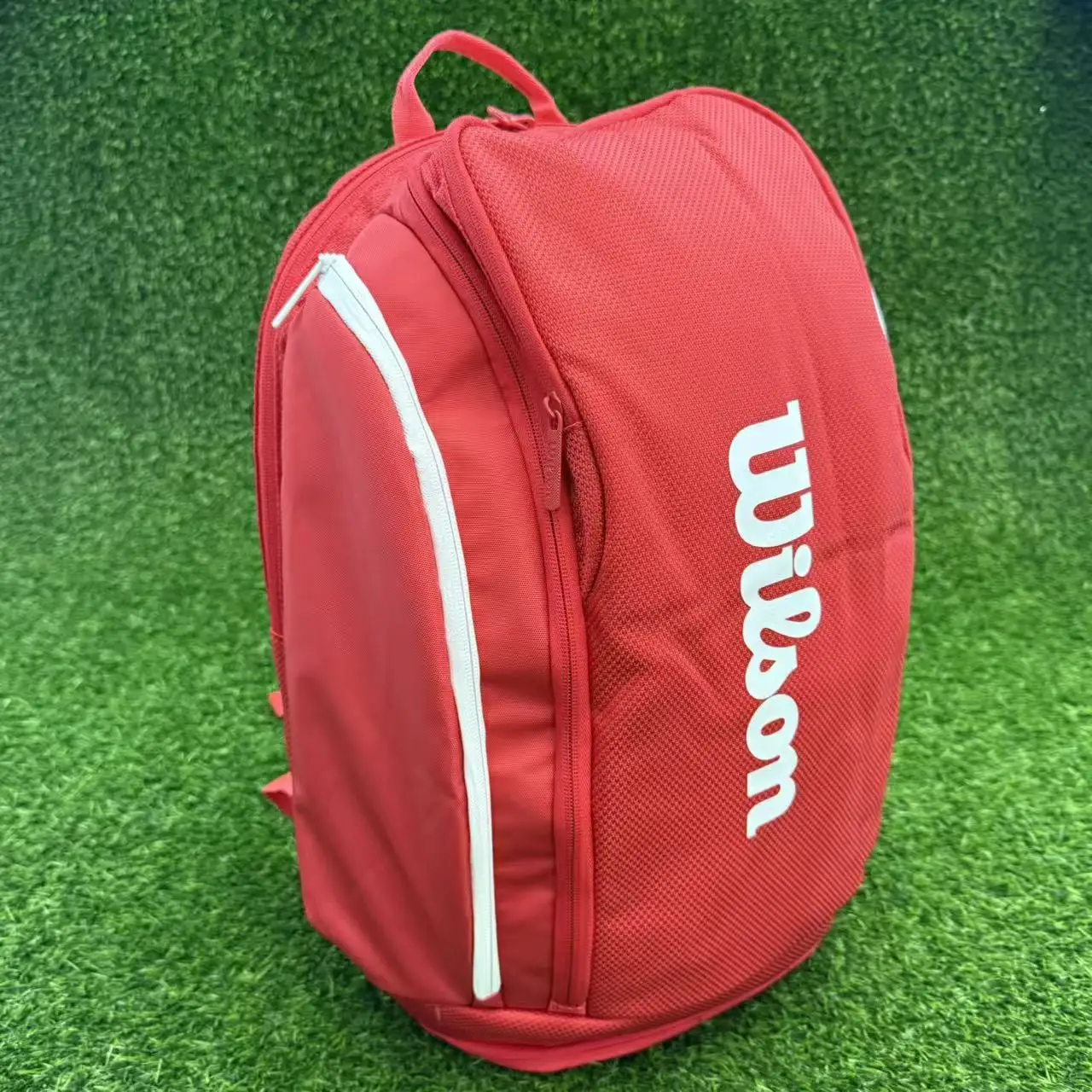 Wilson Super Tour Mochila roja Bolsa para raqueta de tenis deportiva de gran capacidad con compartimento para zapatos separado WR8036901001