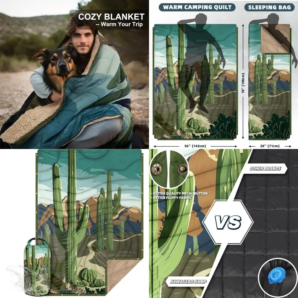 

Thick Sherpa-Lined Camping Blanket, 78x56, Ultralight & Warm for Cold Weather Adventures