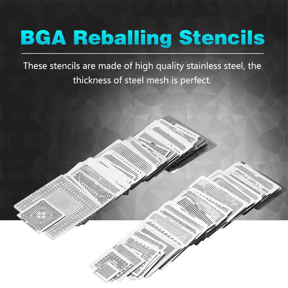 

ZK20 130pcs BGA Universal Reballing Rework Net Stencils Steel Template Mesh Directly Heat Set Kit