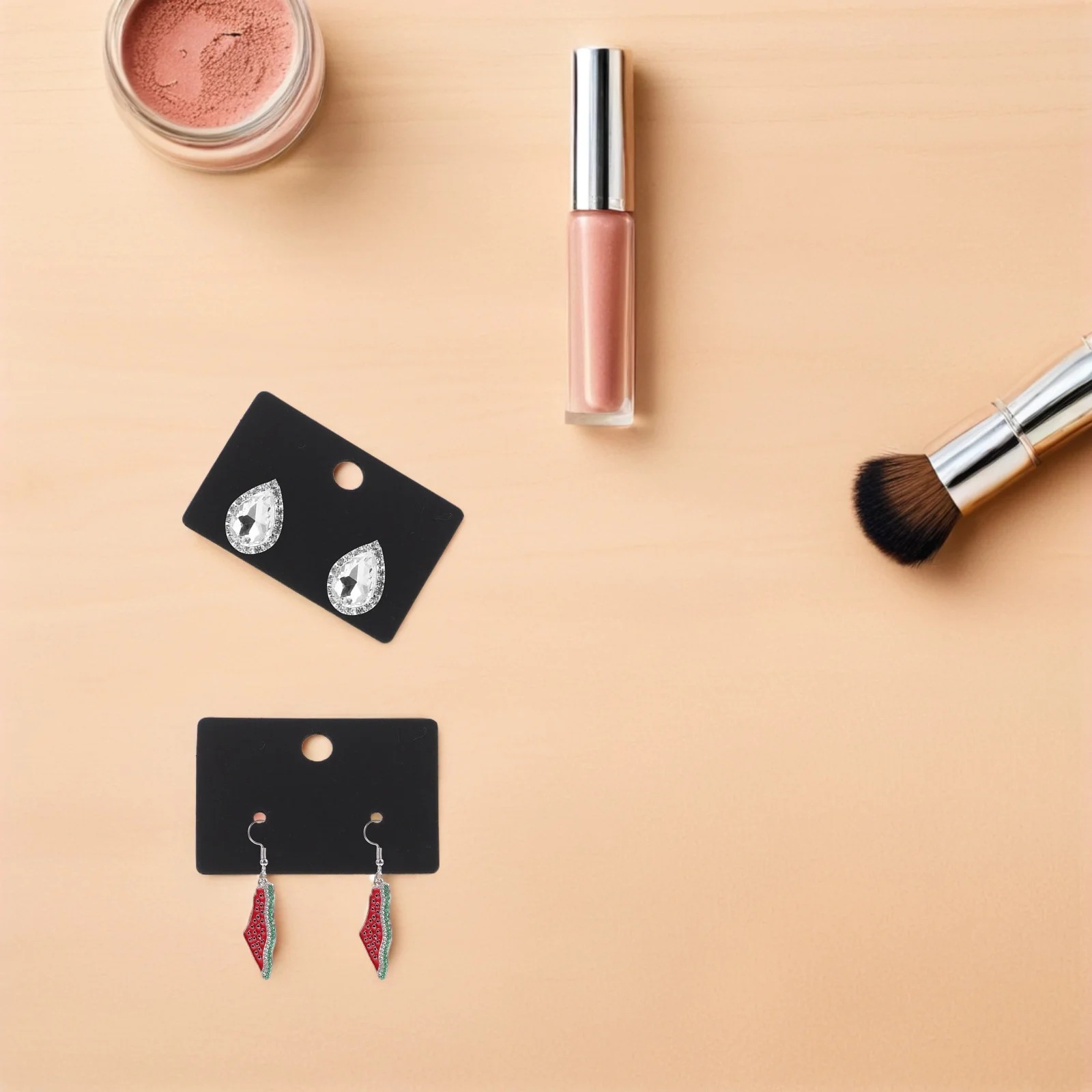 

100 set Jewelry Packaging Box 1.77X1.26" Black Paper Earring Display For Selling Vendor Supplies Jewelry Cards Earrings Holder