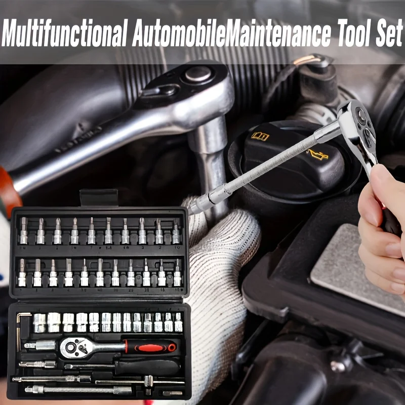 

Race Grade Car Parts Repair Ratchet Wrench And Other C ar Repair Accessories Tool Set，C ar/Bicycle Repair Mechanical Tool Kit，