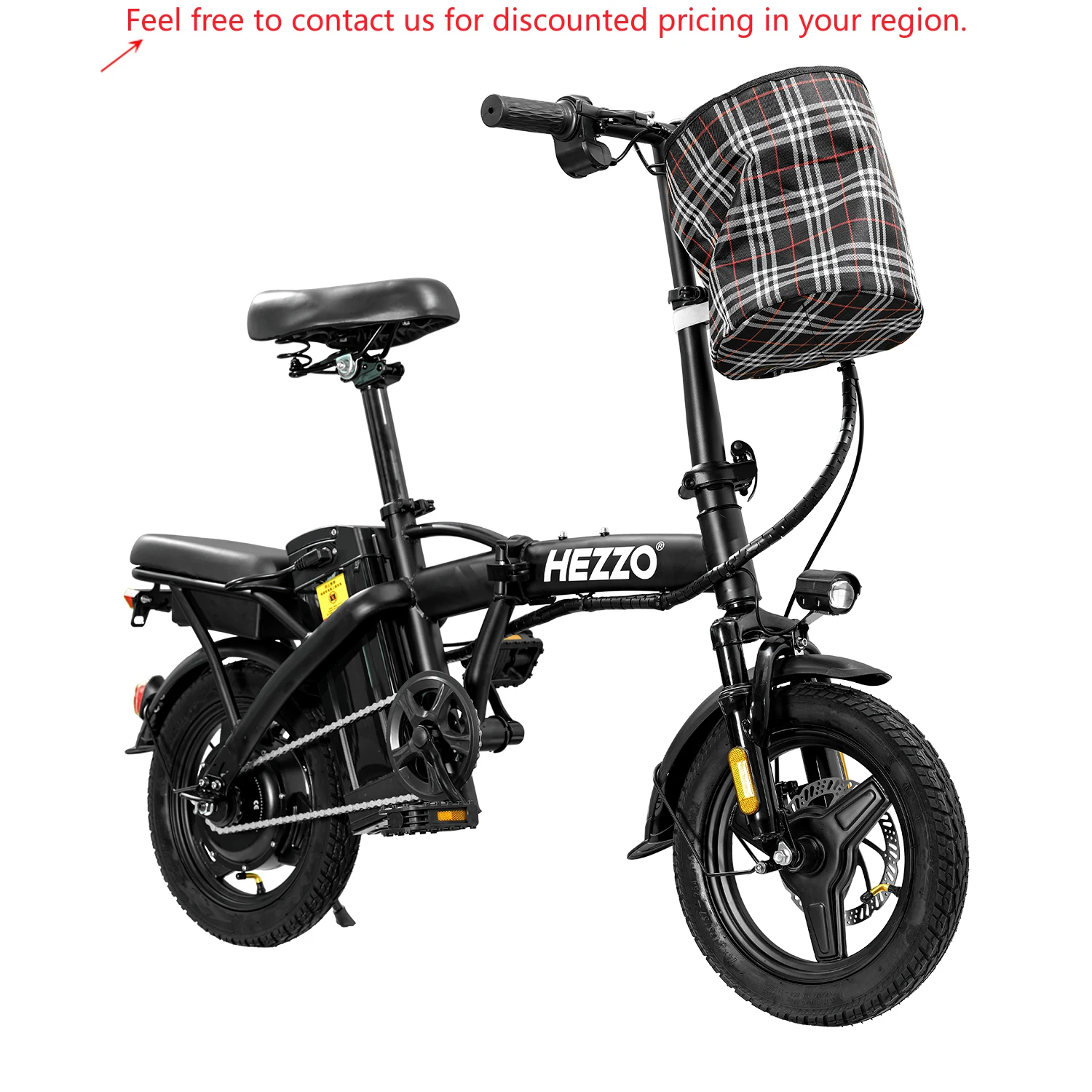 

HEZZO T5 Cheap Ebike 48V 350W Foldable Electric Bicycle 10.4Ah Long Range Disc Brakes 14Inch With Phone Holder EU US Warehouse
