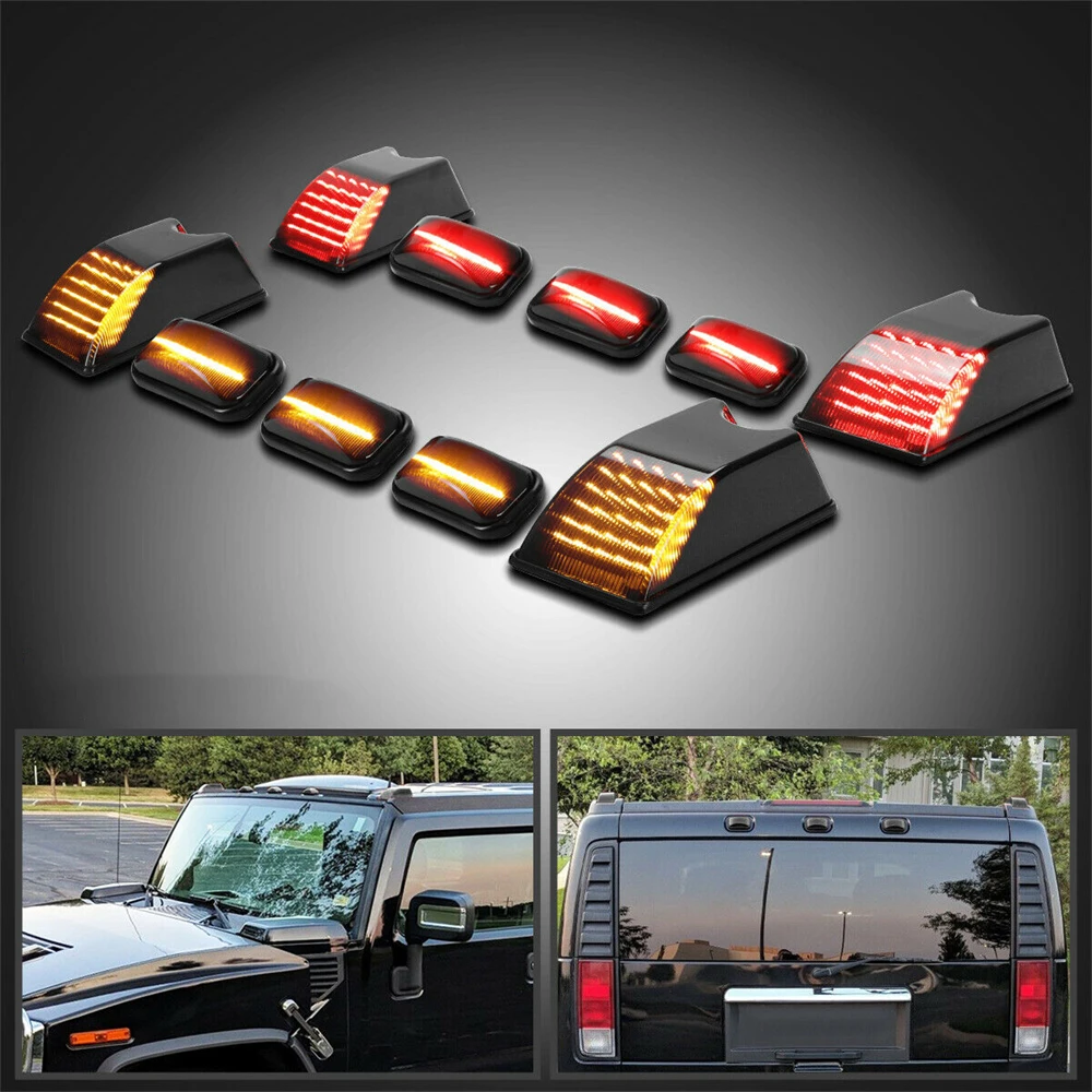 

10PC For 2003-2009 Hummer H2/H2 SUT Smoke LED Cab Roof Top Lights Marker Lamps