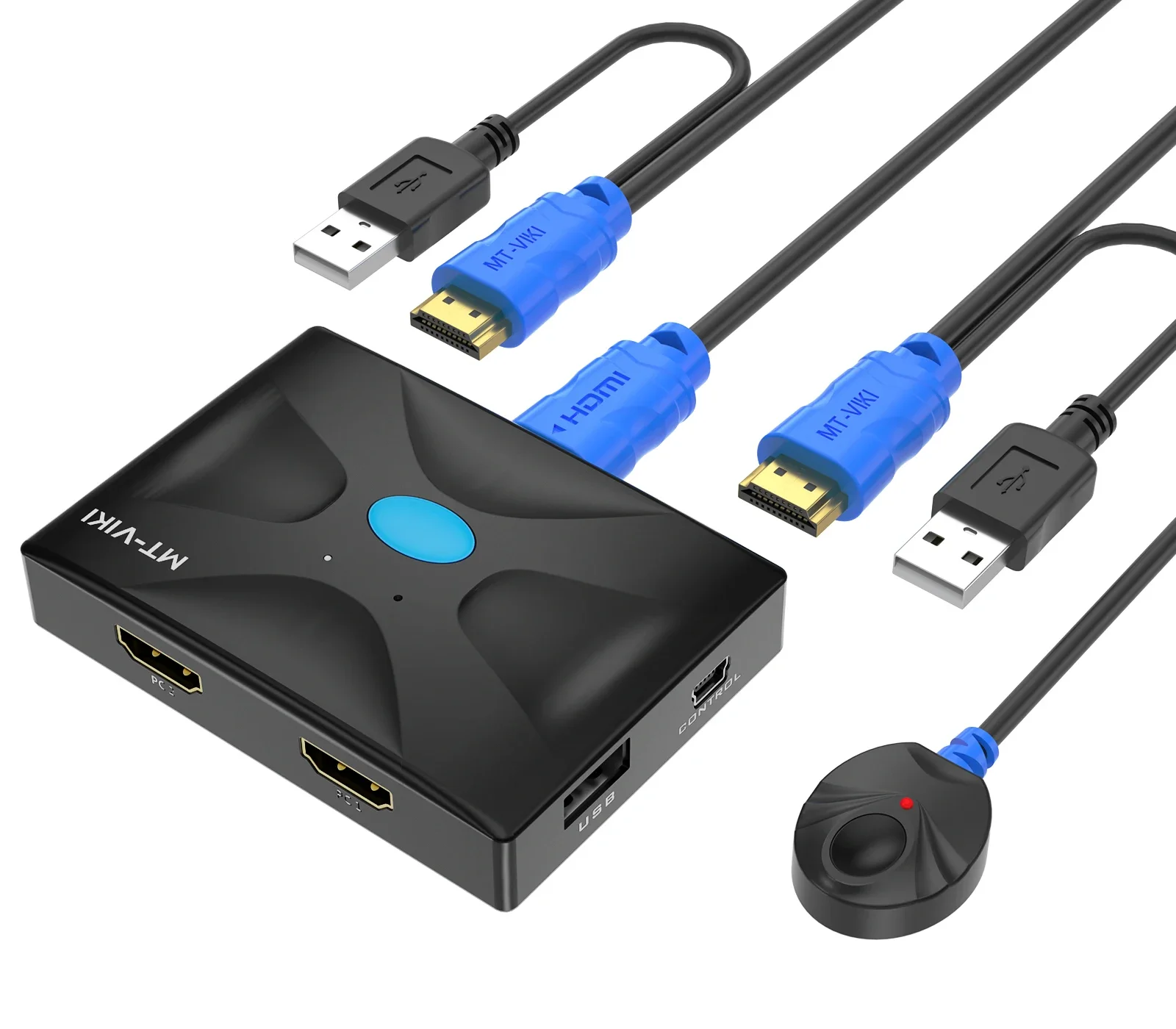 2 Ports KVM Switches 4K 30Hz + 2-pack Cables(2in1), MT-VIKI USB HDMI KVM Switcher Selector Box 2 In 1 Out