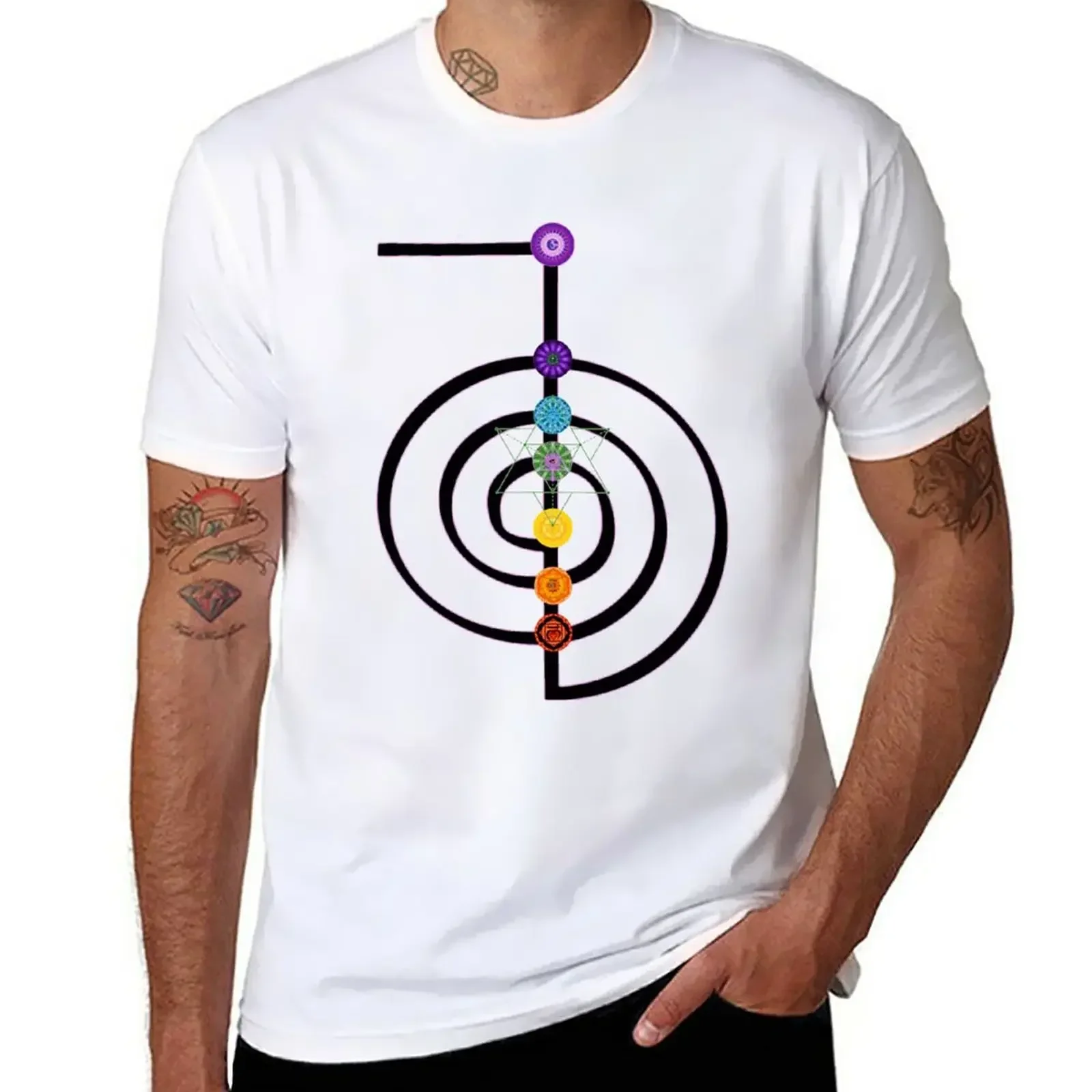 Cho Ku Rei The Reiki Power Symbol T-Shirt heavyweights Aesthetic clothing mens t shirts heavyweight Round Collar Outfits funny