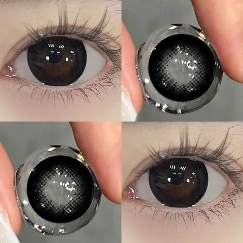 VISUASHOW 14,50mm große Kreis farbige Kontaktlinsen, Töne Braun/Blau/Schwarz, Sehkorrektur mit Dioptrien, Natürliche Schönheitspupille für Frauen im täglichen und kosmetischen Make-up – Detail 6