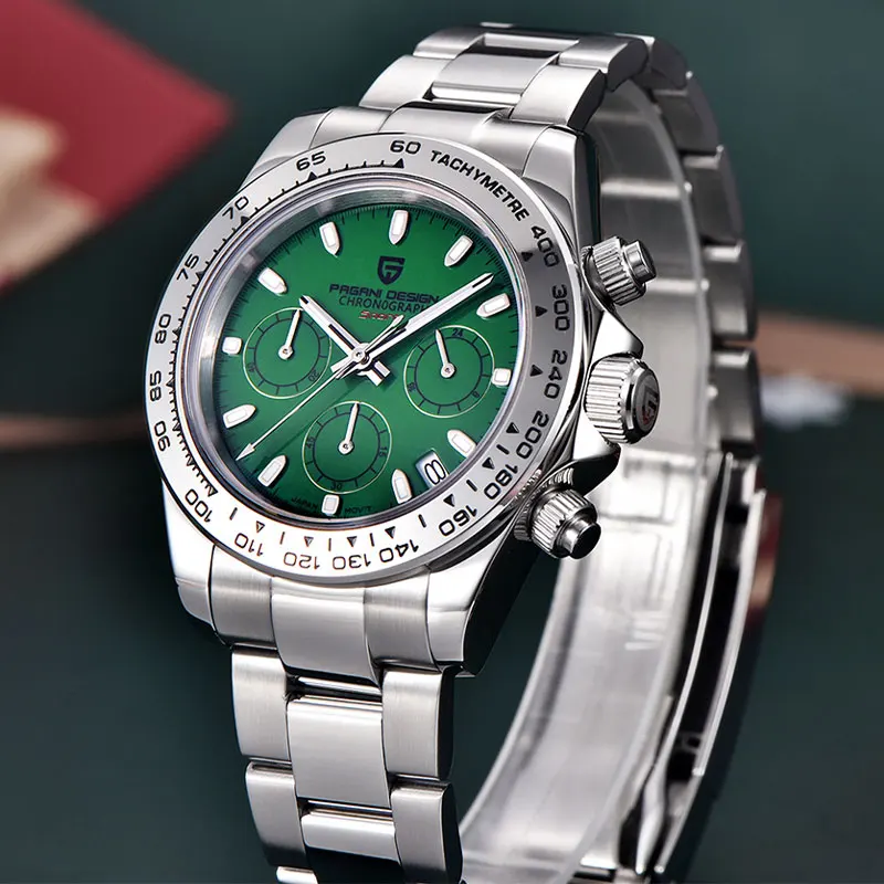 PAGANI DESIGN 2025 Nuovo orologio da uomo 40mm Multifunzionale VK63 Cronografo al quarzo Zaffiro Orologio da uomo impermeabile in acciaio inossidabile