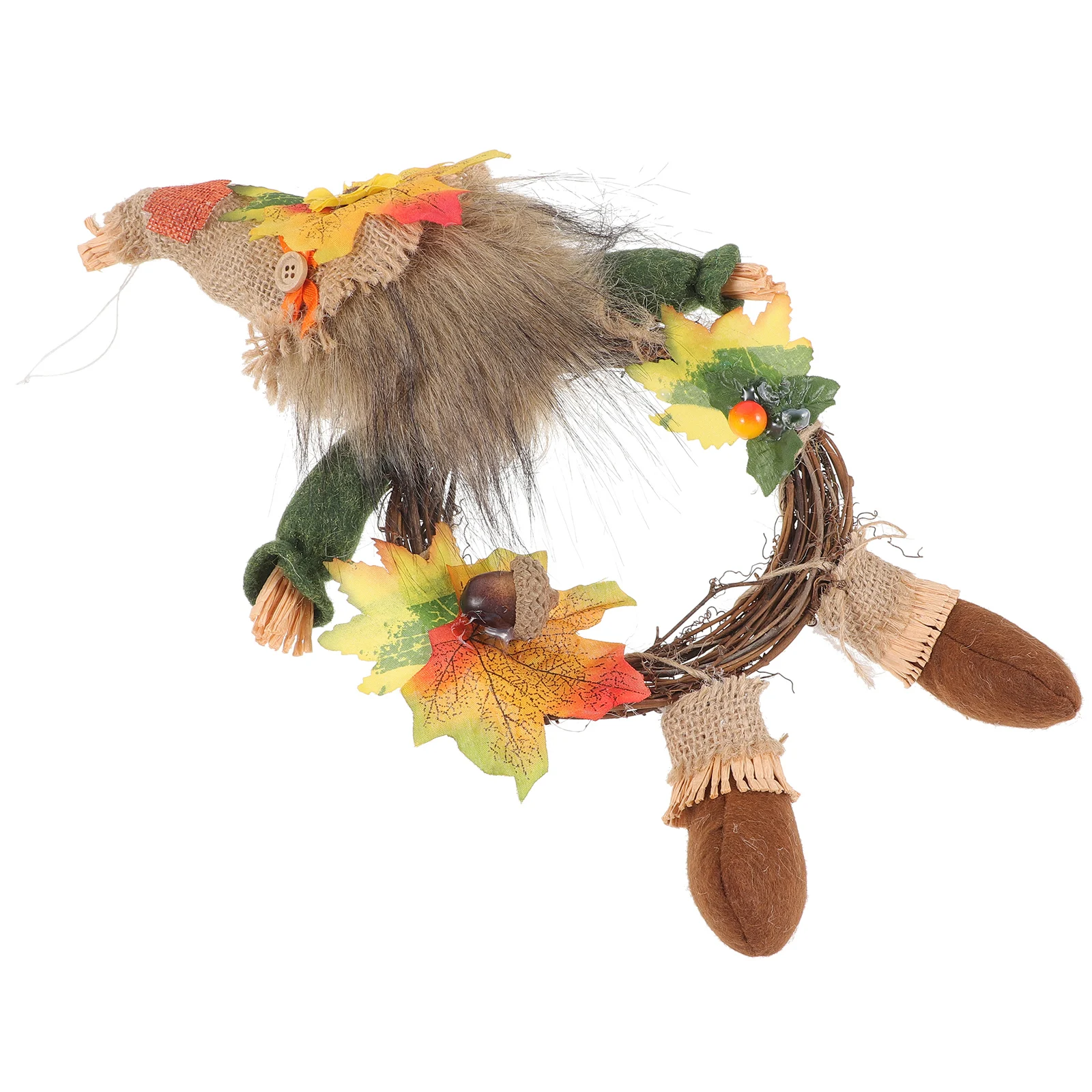 

Autumn Wreath Gnome H Fall Rattan Sunflower Harvest Decor Burlap Hat Rudolph Vine Thanksgiving Garden Door Wall