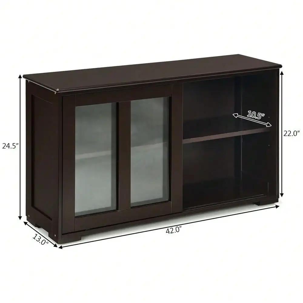 Kitchen Storage Cabinet Sideboard Buffet Cupboard w/ Inside Shelf Brown