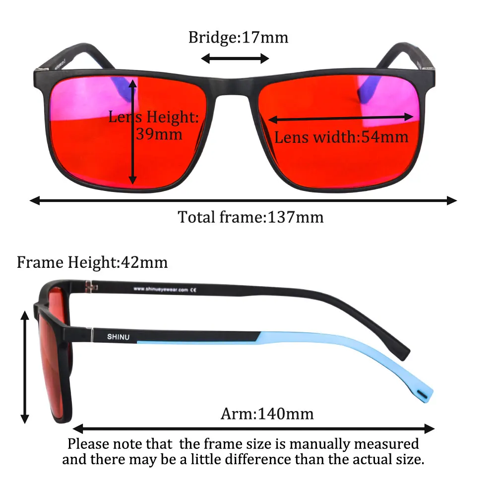 SHINU Gafas para dormir rojas Bloqueo de luz azul Buen descanso Gafas de computadora para hombres Filtro de luz azul Gafas teñidas naranjas