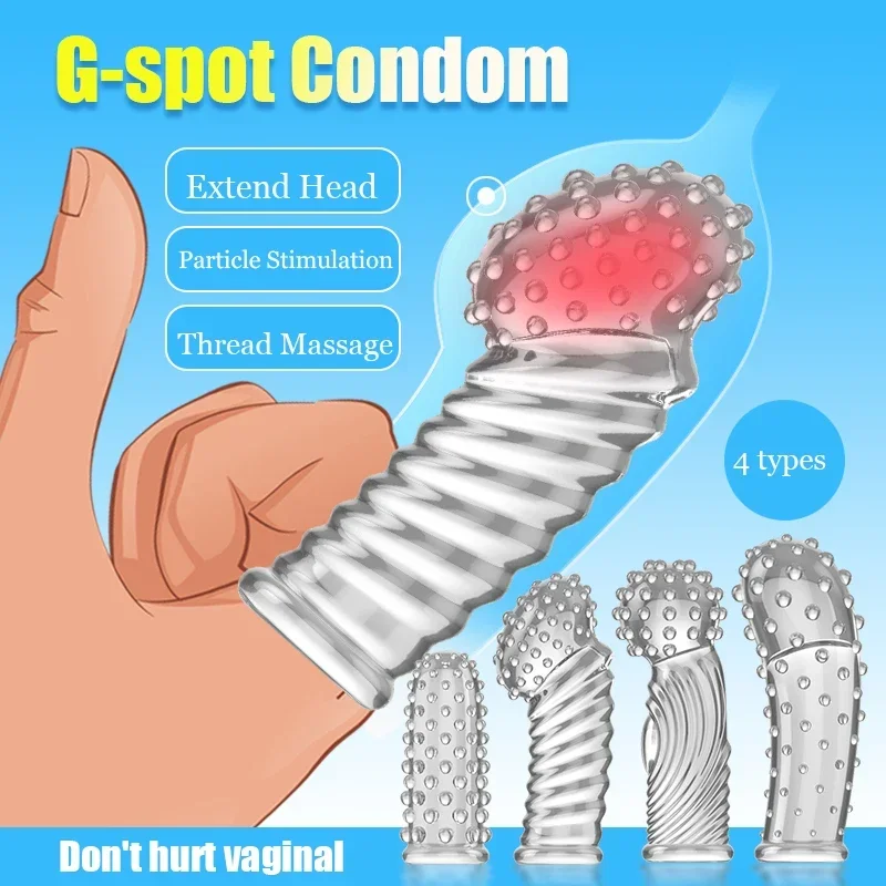 

2024 New G Point Stimulation Finger Sleeves Clitoris Massage Sex Toys For Woman Gay Penis Sleeve Sex Delay Reusable Condom