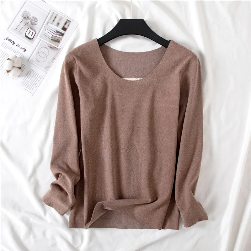 

Thiened Fce Warm Top Women's Autumn Winter Thermal Sl Inner Wear T-irt Belly And Waist Protection Long Sve Ba...