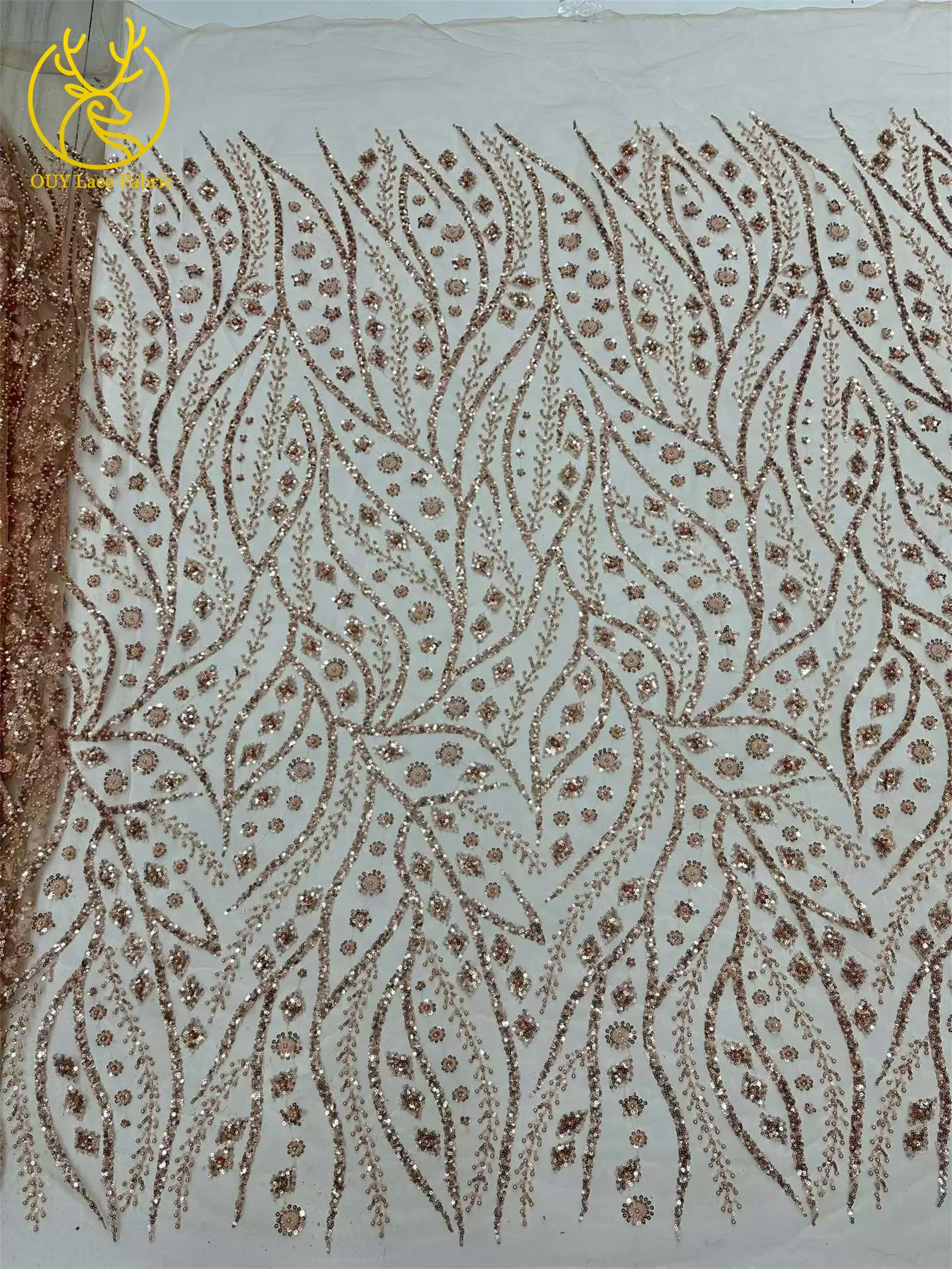Schwarzer Afrikanischer Pailletten-Perlen-Spitzenstoff 2026 Modischer Nigerianischer Pailletten-Tüll-Spitzenstoff für Hochzeitskleider 5 Yards – Detail 9