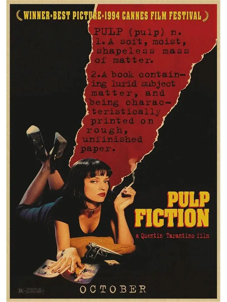 Vintage Canvas Poster, Aesthetics Pulp Fiction Theme, Quentin Tarantino Mia Wall Art, Perfect for Living Room, Home Decoration