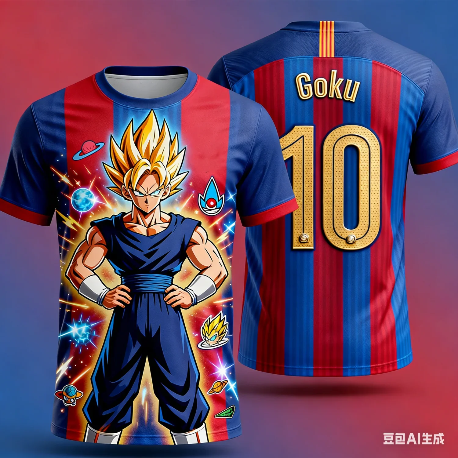 Dragon Ball Super Goku Super Saiyan 3D-Druck Fußballtrikot Herren Freizeit Kurzarm Anime Fußball T-Shirt Kinder Sportbekleidung – Detail 5