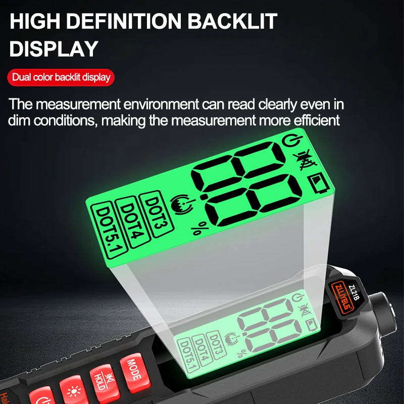 Brake Fluid Tester Flexible Probe 3 Colors Backlit Digital Auto Brake Liquid Oil Tester Detector Tool for DOT3 DOT4 DOT5.1