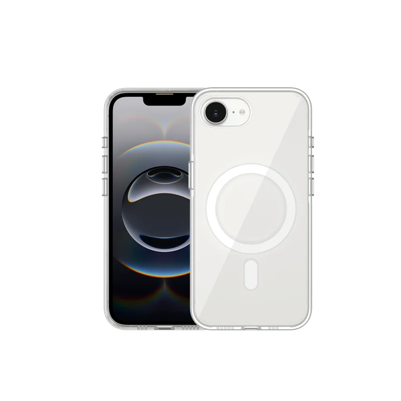 

KZDOO Iceguard Clear Shock Absorption Anti-drop PC No Yellowing Strong Magnetic Ring 3D Metal Buttons Phone Case for iPhone16e