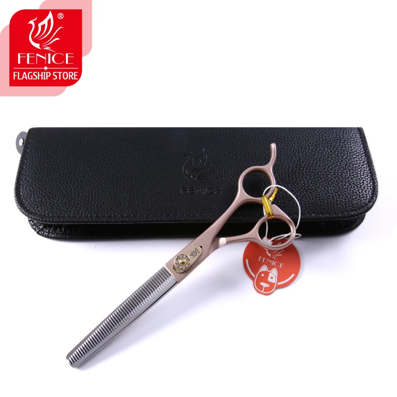 Fenice 7.0/7.5 inch Rose Gold Professional Pet Grooming Scissors Dog Thinning Shear JP440C Thinning Rate 35%