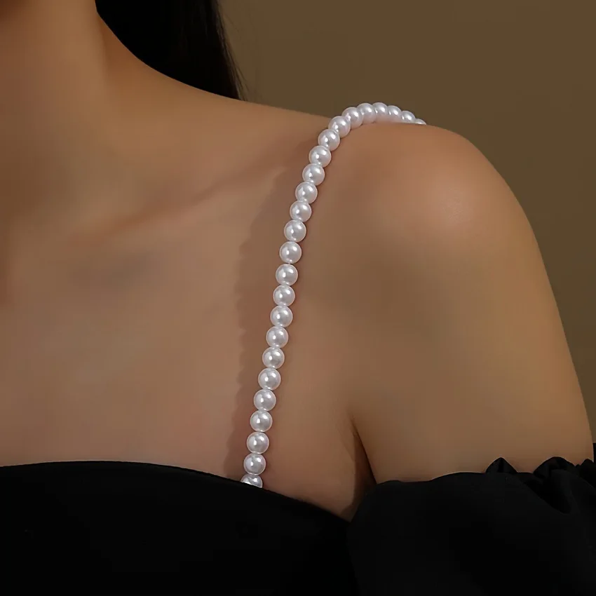 1 elegant vintage imitation pearl shoulder chain for women, suitable for party and banquet dresses as a body chain