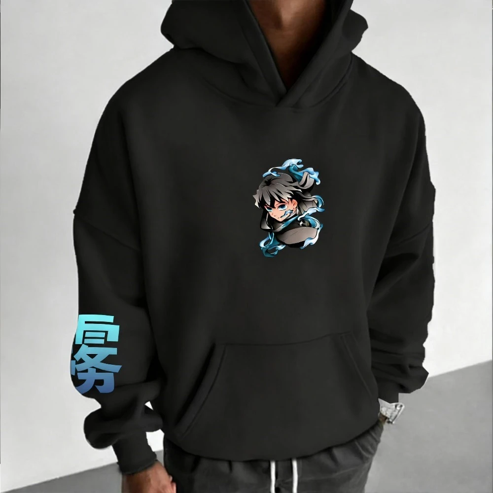 Sudadera con capucha Demon Slayer para hombre Muichiro Tokito Anime primavera Otoño Invierno niño Harajuku traje de manga larga para padres e hijos