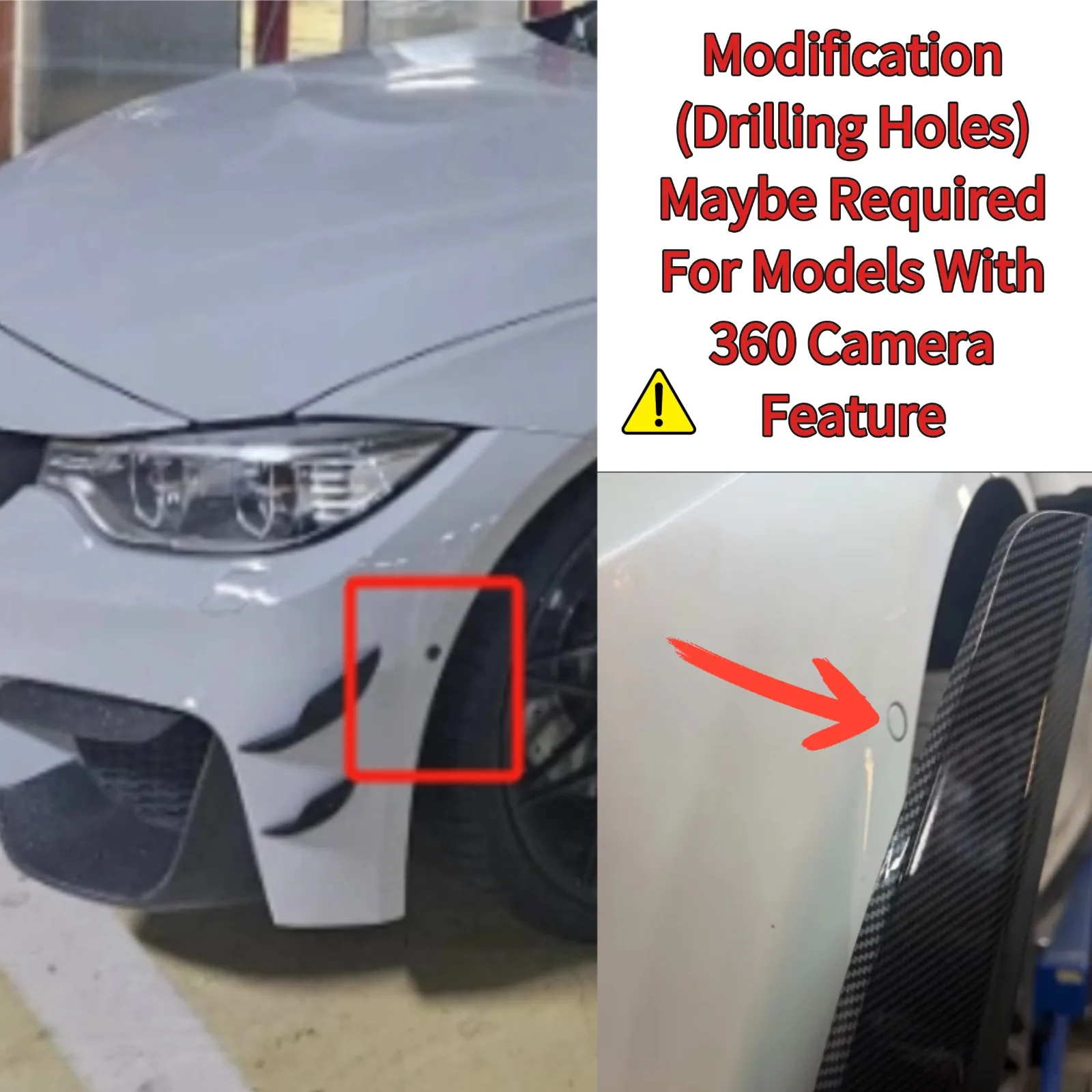 BMW F80 M3 F82 F83 M4 2015 2016-2020 프론트 범퍼 립 6PCS 스포일러 스플리터 자동차 액세서리 바디 키트 카본 파이버 프린트 썸네일 2