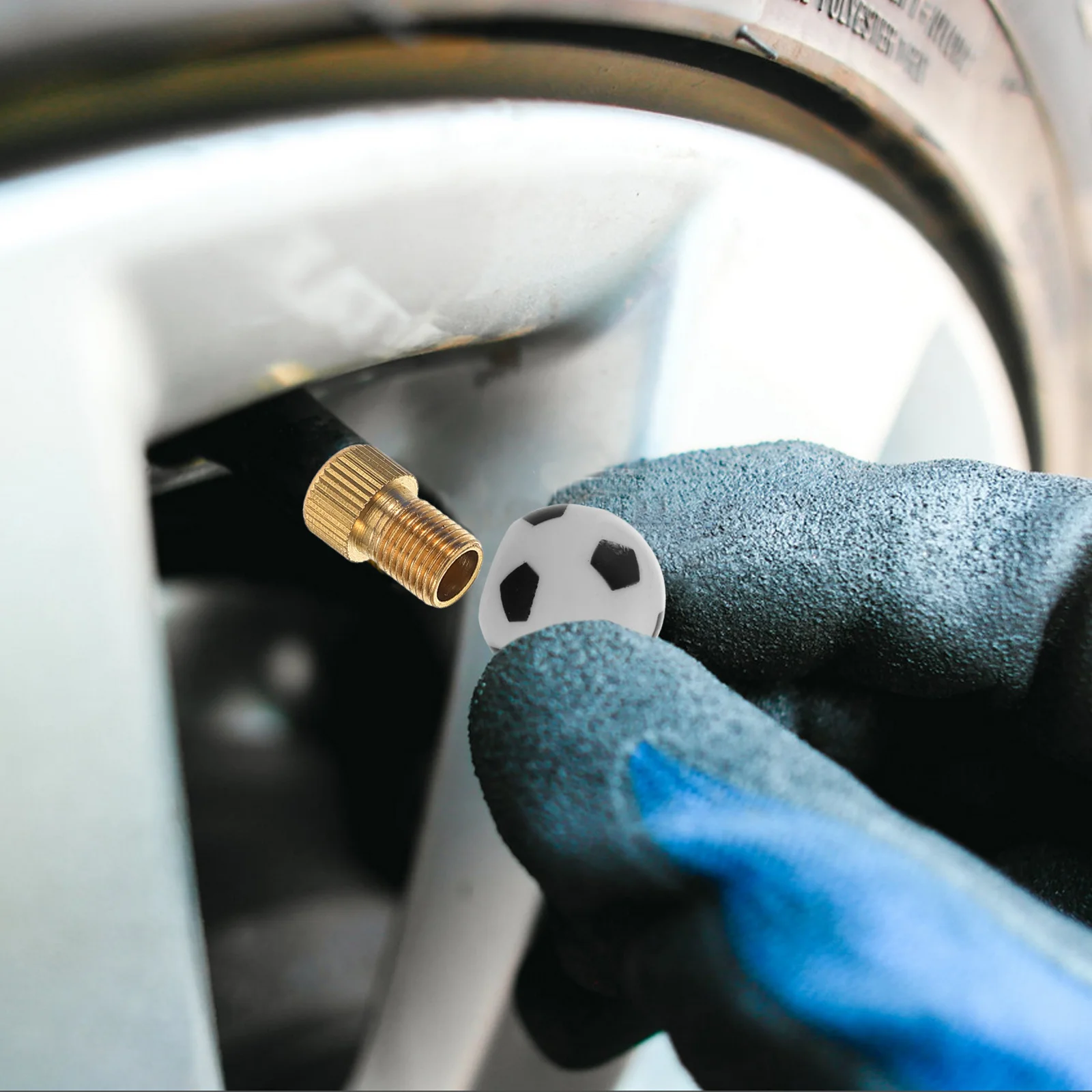 

10pcs Soccer Style Tire Caps Copper Core Abs Durable Universal Car Motorcycle Bicycle Valve Cover Dustproof Accessories Funny