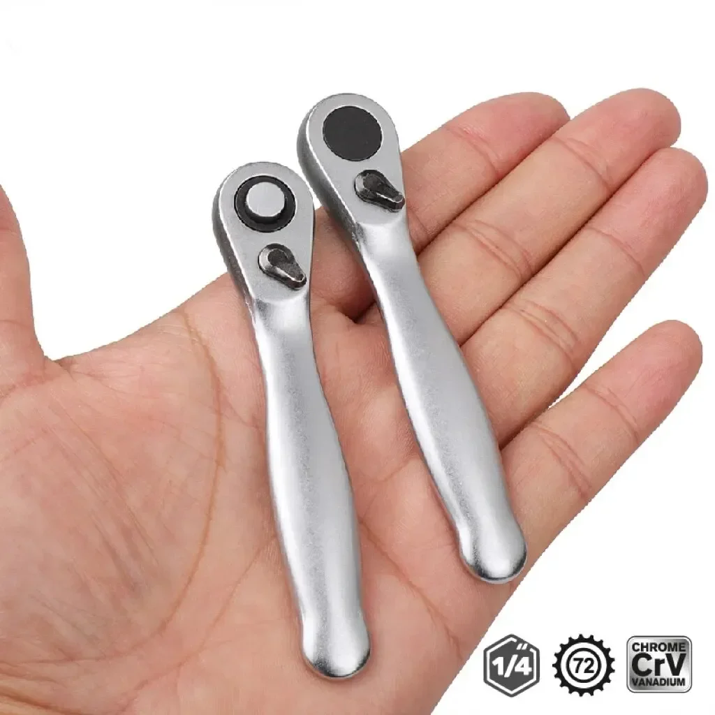 1/4" Mini Ratchet Handle with 72 Tooth Quick Release Socket Wrench - High Carbon Steel, Adjustable, Manual Operation Amagi image 4