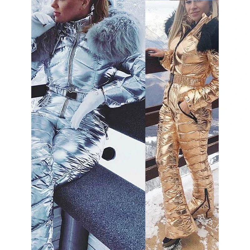 Casual Women's Ski Suit 2023 New Style Warmth in Motion Hooded All-In-One Cotton Jacket Long Sleeve Youth Fashion Belted Waist