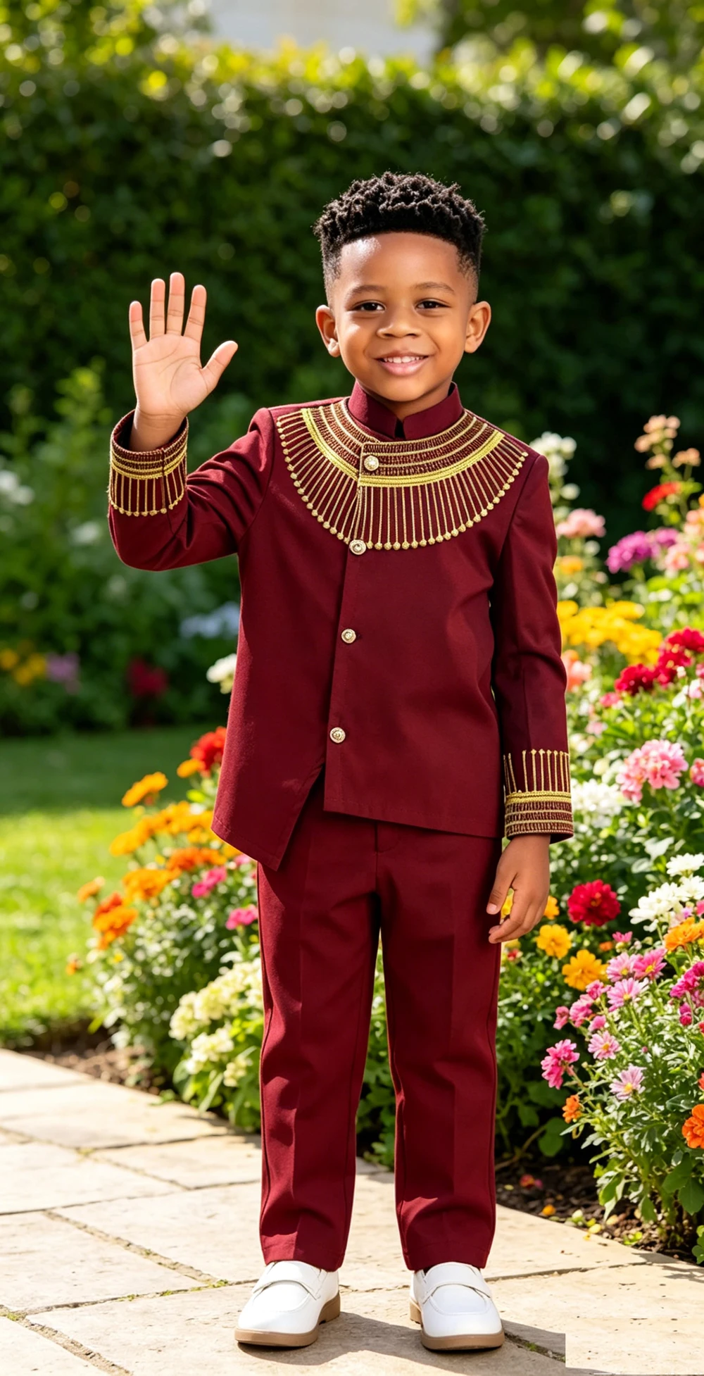 

Kids Boys African Dashiki Suit Clothes 2PCS Dashiki Button Embroidery Stand Collar Jacket Top Pants Set For Wedding Party Outfit