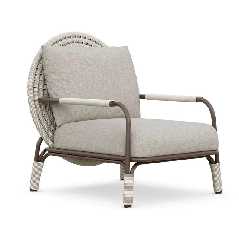 

Outdoor sofa rattan chair, single lazy sofa, coffee table, outdoor aluminum alloy