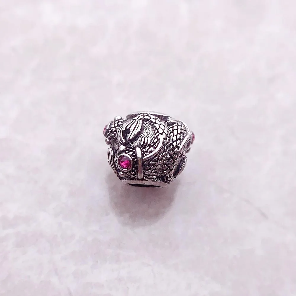 Koralik Koi Fish Fine Jewelry Vintage 925 Sterling Silver prezent talizman dla kobiet mężczyzn — zdjęcie 5