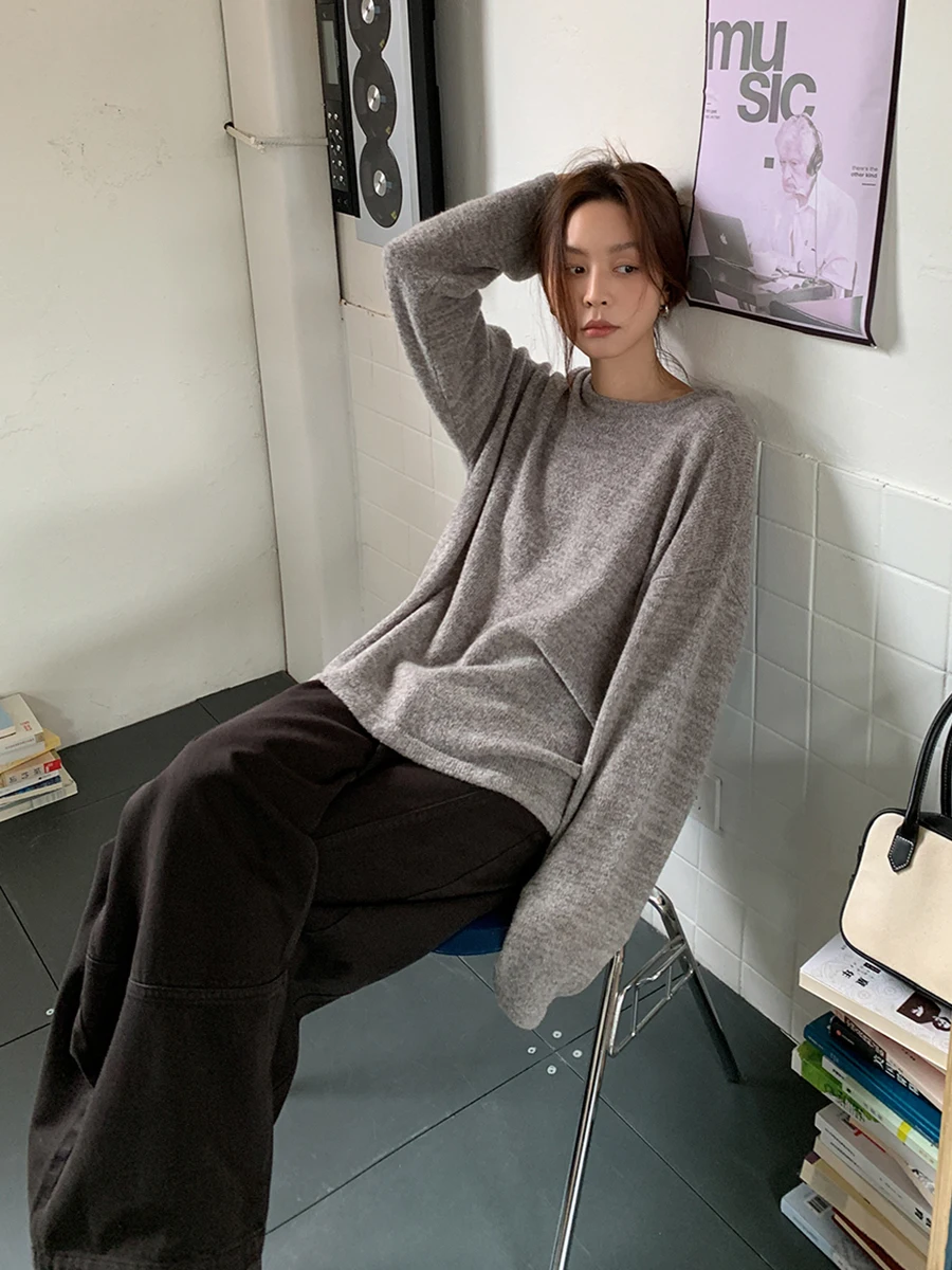 

Loose Fit round Ne Knitwear Women's Inner irt Lazy Sle Sweater Dublin Cold Fog Soft Autumn Winter Faion Commute Sle