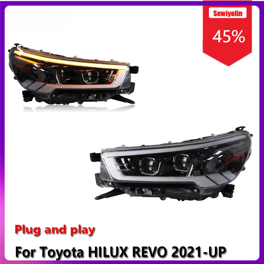 

Sewiyolin Car LED Lamp Headlight Assemblies For Toyota HILUX REVO 2021-UP Fog DRL Brake Turn Signal Lamp