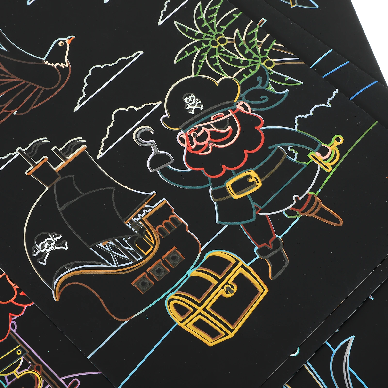 Pirate Scratch Set Delicate Scratching Paper Kids Craft Toy Fun Office Supplies Scratch Painting Paper Gift