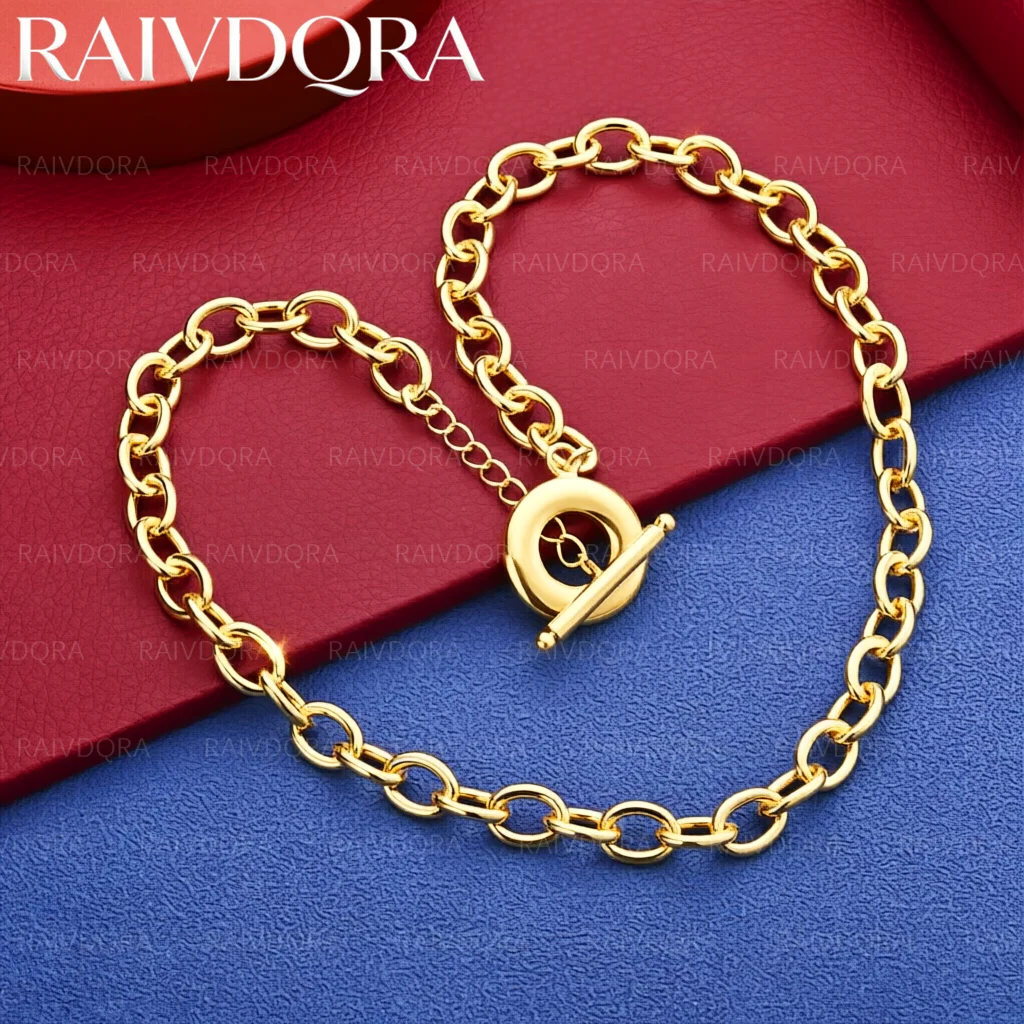18K Gold Plated 47cm Chain Necklace For Women Men Charm Trend Birthday Gifts Fashion Party Fine Jewelry