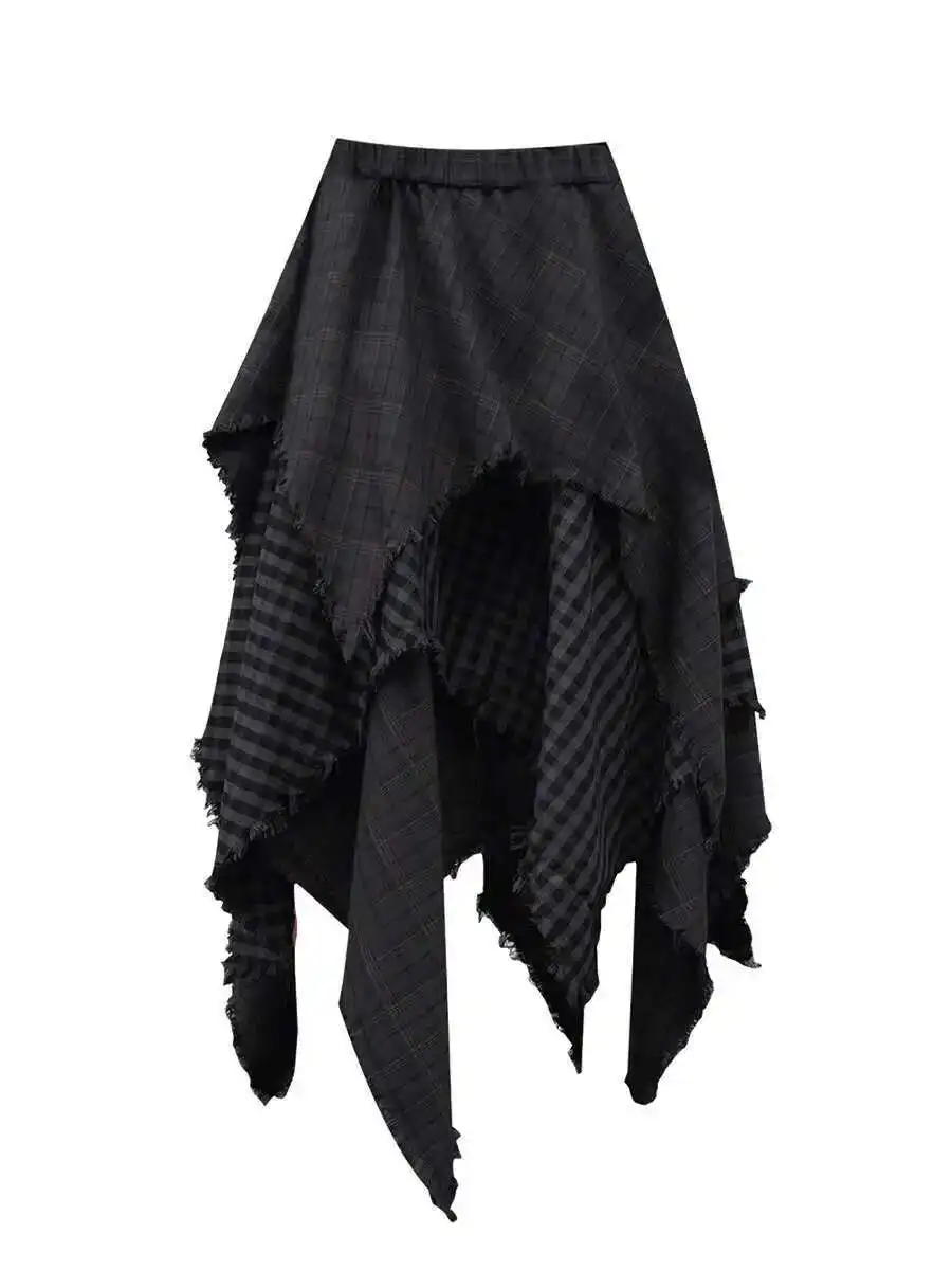 

Women Gothic Punk Skirts Ins Trend Irregular Splicing Skirt Women American Skirt Summer New Y2K Splicing Color A-line Skirts