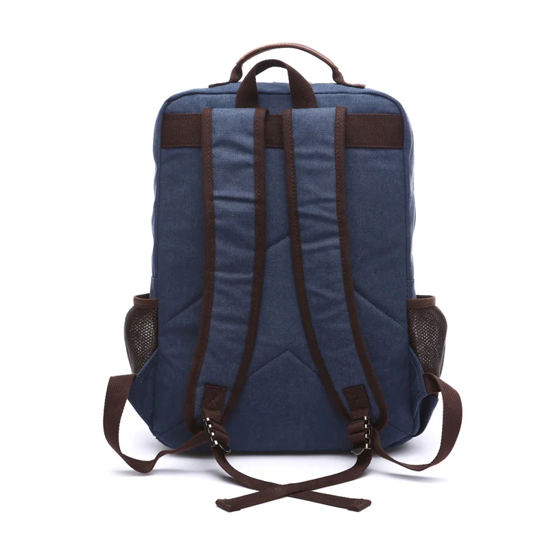 Vintage Canvas Backpack for Men Large Capacity 15.6 Inch Laptop Backpack Retro Multi‑Pocket Travel Rucksack Casual Daypack