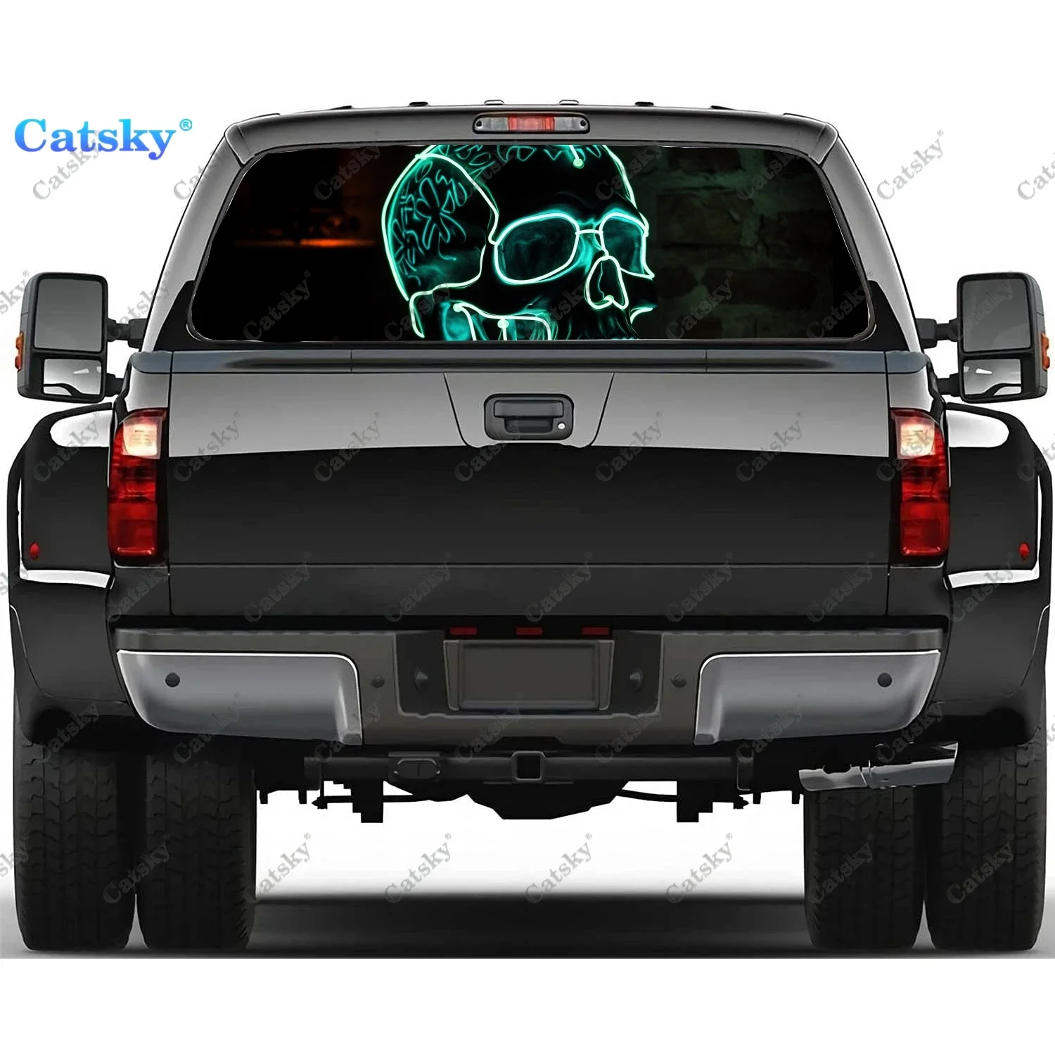 

Eminence Dark Echoes Skull Rear Window Decal Fits Pickup,Truck,Car Universal See Through Perforated Back Window Vinyl Sticker