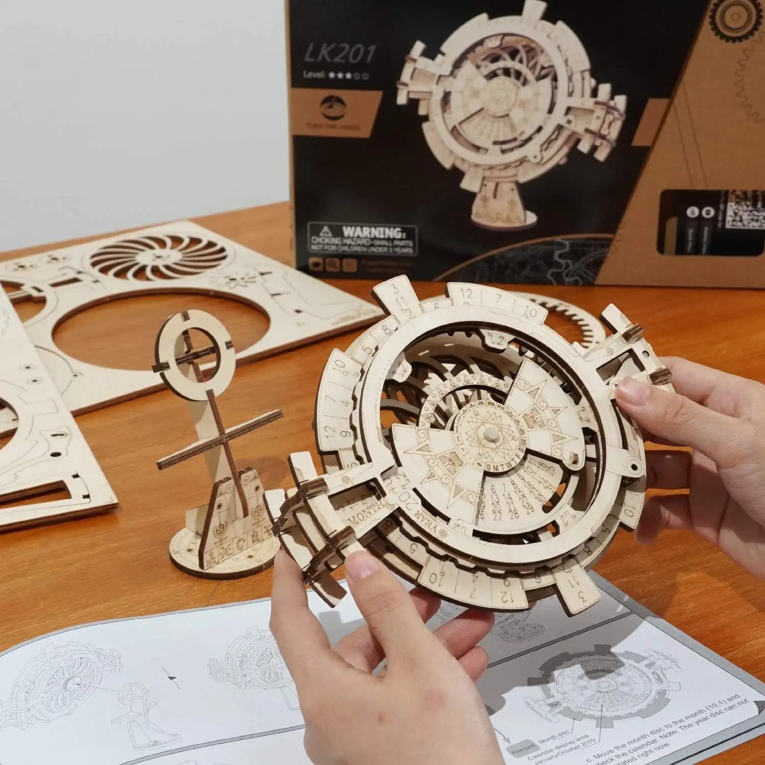 Robotime Perpetual Calendar Wooden Model Kits 3D Puzzles Build for Adults Brain Teasers Construction Sets Puzzle