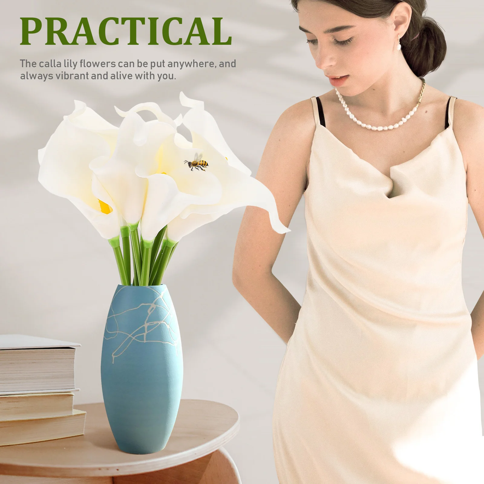 

10pcs Artificial Calla Lily Flowers Simulation Pu Flower Arrangement Home Decor Wedding Party Garden Yard Balcony Decoration