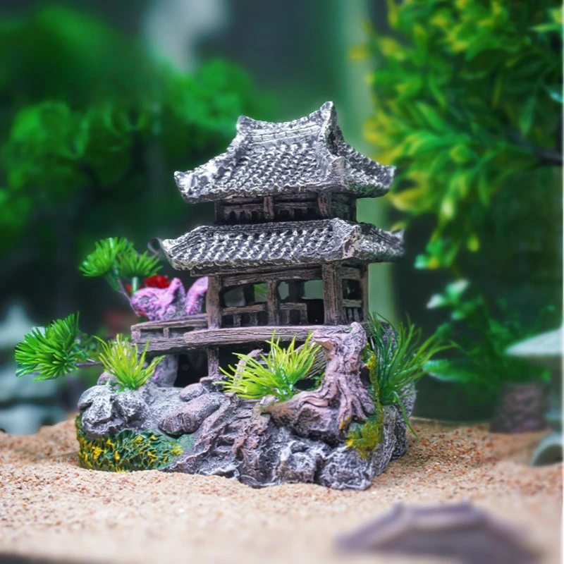 

Cottage Desktop Ornaments Flowerpot Micro Landscape Fairy Garden Fish Tank Landscape Aquarium Decor Fish and Shrimp Hiding Place