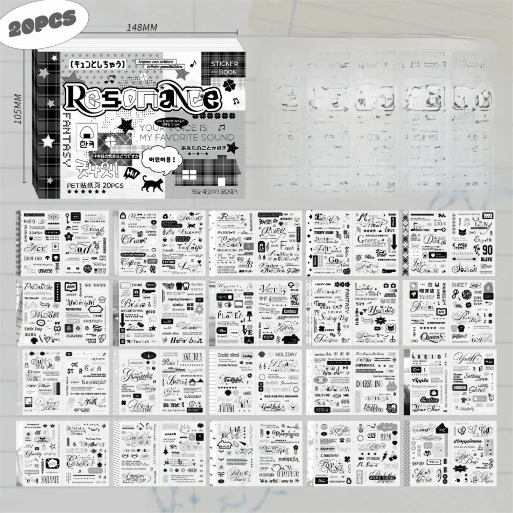 

Новые 20-страничные наклейки Y2K, книга, милый дизайн, декоративные наклейки «сделай сам», мультяшные съемные наклейки для журналов