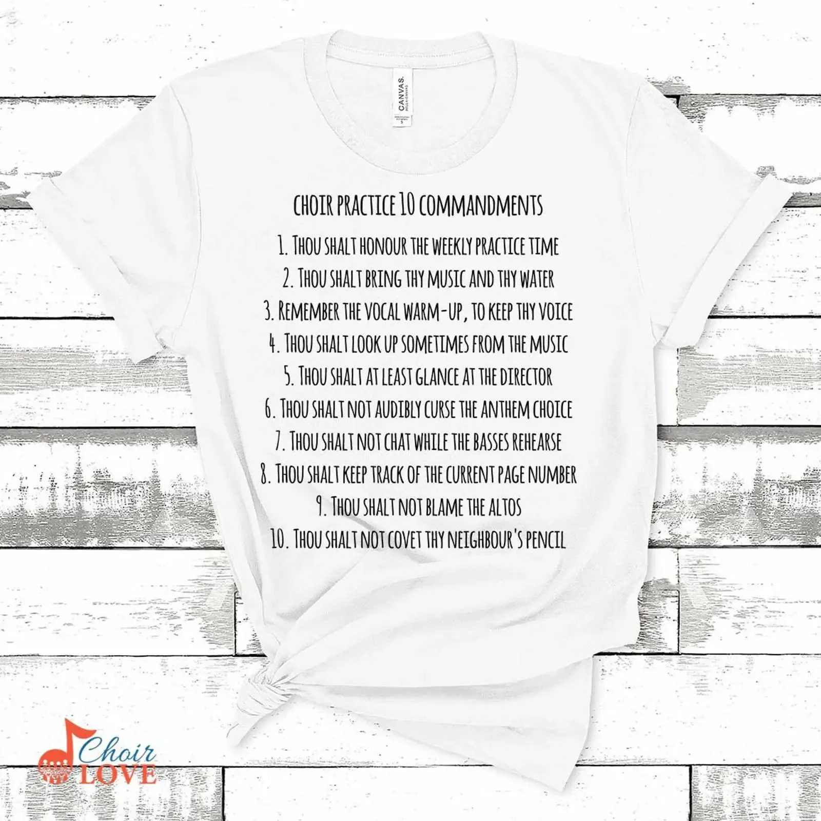 Music s For Singer Choir Chorus Practice 10 Commandments UK Version Jersey  T Shirt vintage Washed Stretched Breathable