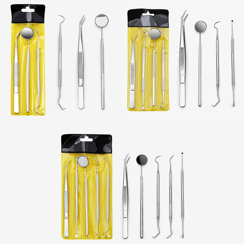 

3/4/5 шт., инструменты для чистки зубов из нержавеющей стали, гигиена полости рта, набор для ухода за зубами, хирургический набор для осмотра зубов, чистка зубов